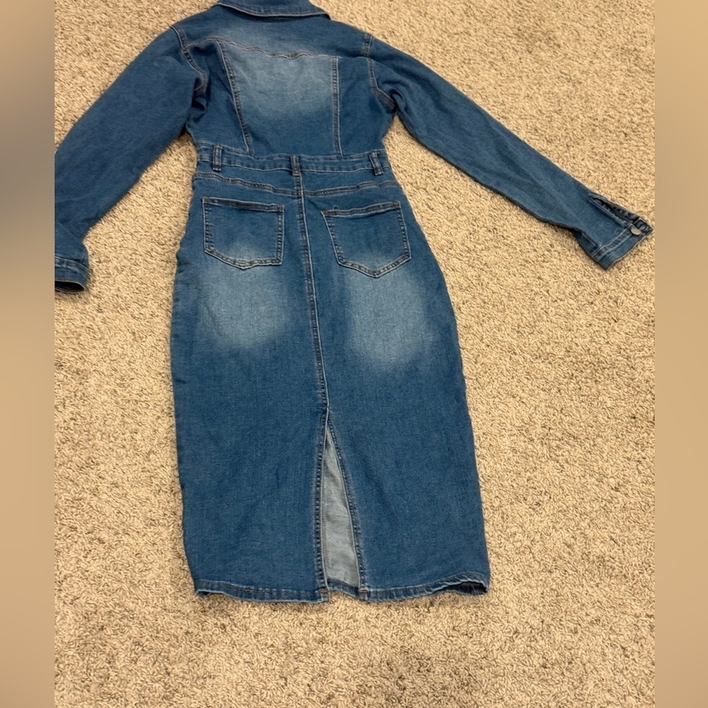 Stylish‎ Denim Long Sleeve Dress - Picture 3 of 8